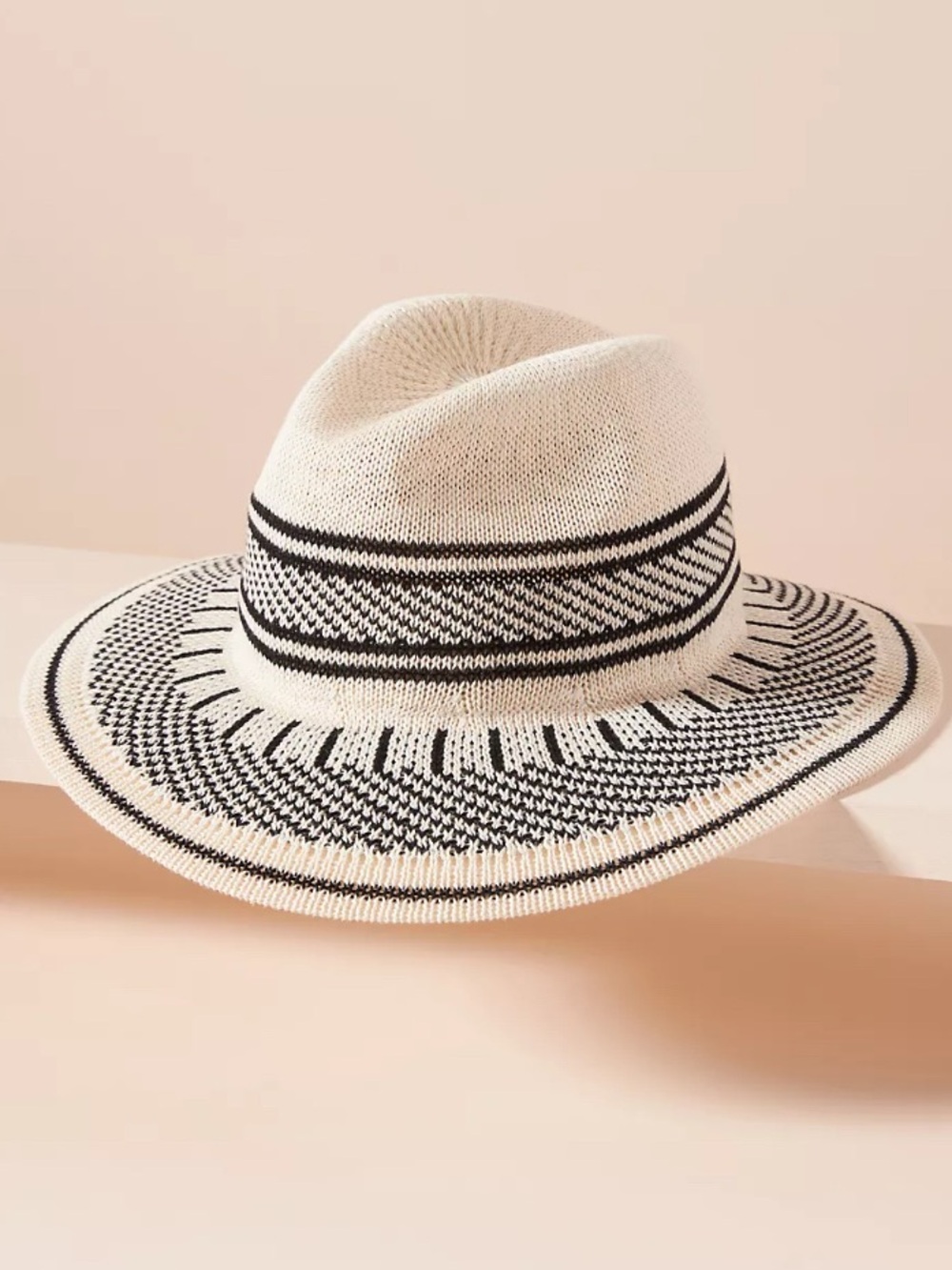 Anthropologie Wyeth Todd Magill nubby geometric striped Panama hat resortwear